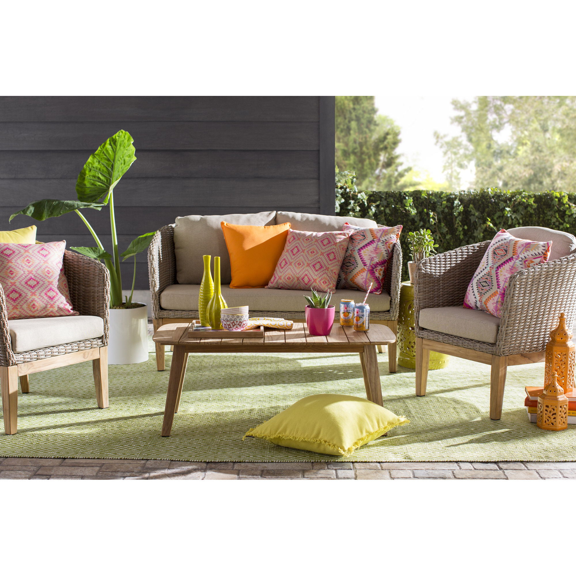 Sylvie Teak Solid Wood 4 Person Seating Group