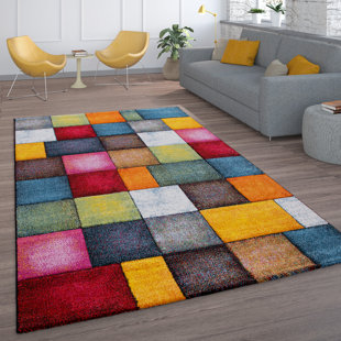 Teppich Baumwolle kurzflor flach Carpet Patschwork Design RUG Küche Flur Wohnen 