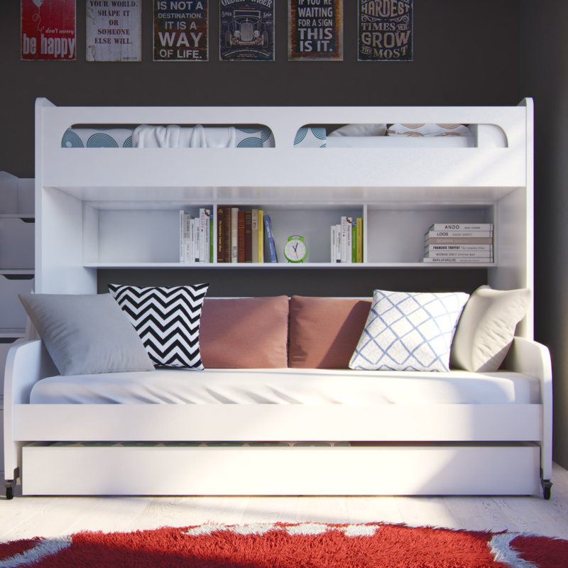 Brayden Studio Gautreau Twin Over Twin L Shaped Bunk Bed With