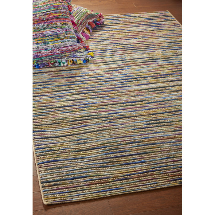 Millwood Pines Vitagliano Striped Hand Tufted Jute Blue Indoor