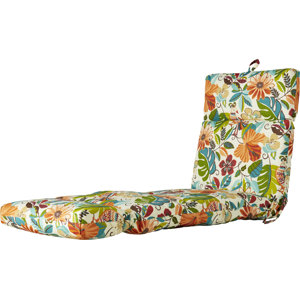 Outdoor Floral And Bird Chaise Lounge Cushion