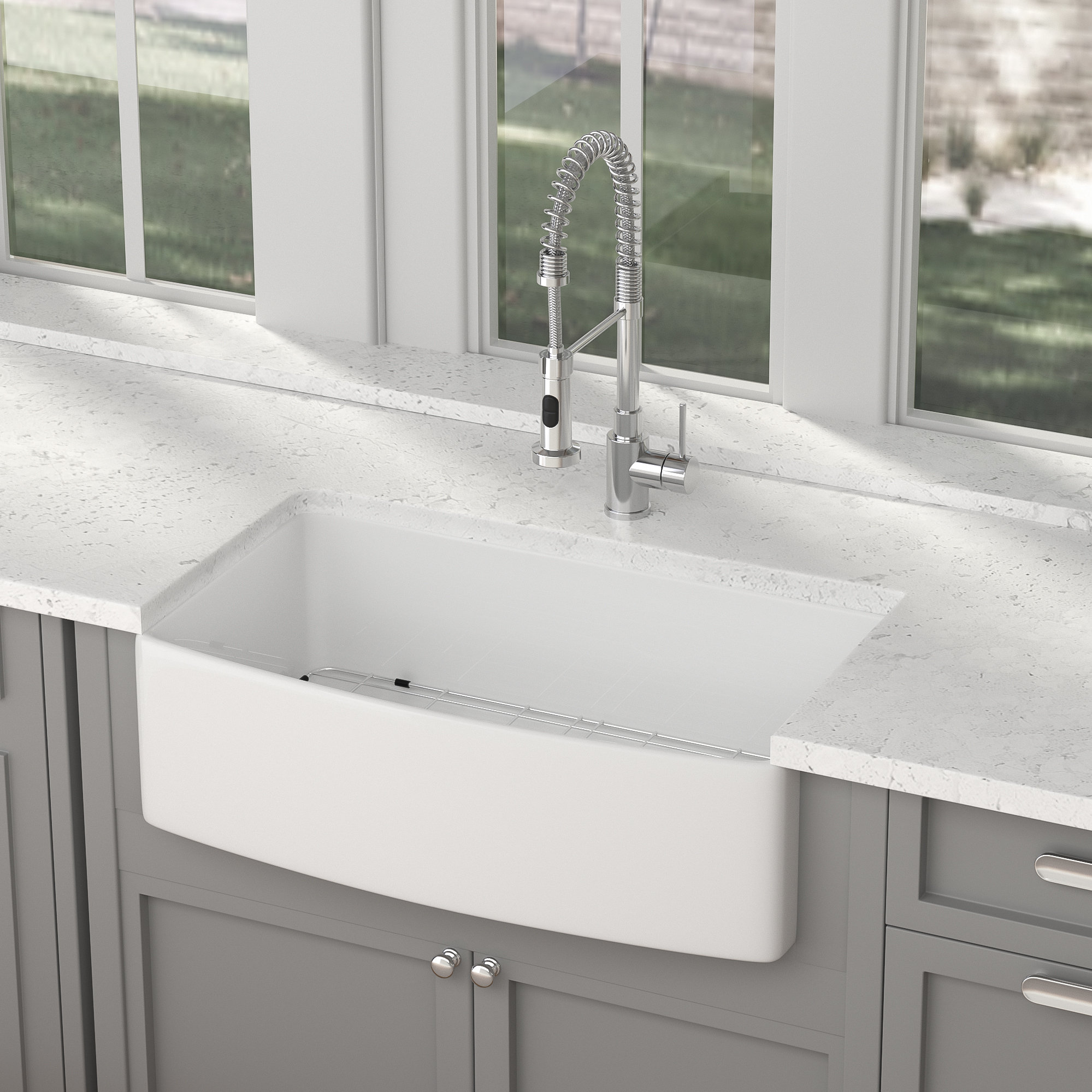 Sougem 19'' W Single Bowl Ceramic Farmhouse Kitchen Sink 0 Wayfair