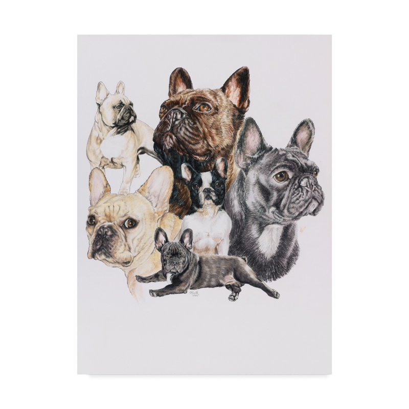 Trademark Art French Bulldog Collage Oil Painting Print On