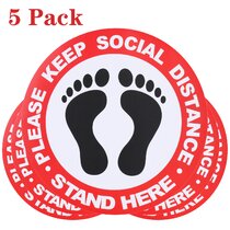 5 Pieces Social Distancing Floor Sticker 6ft Feet Stand Apart Notice Shop D 