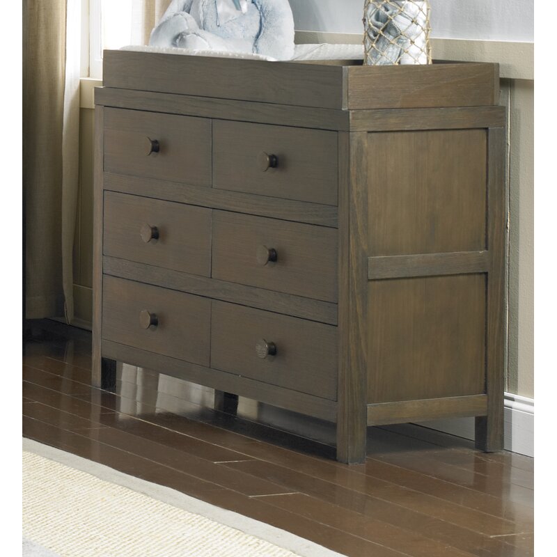 brown changing table dresser