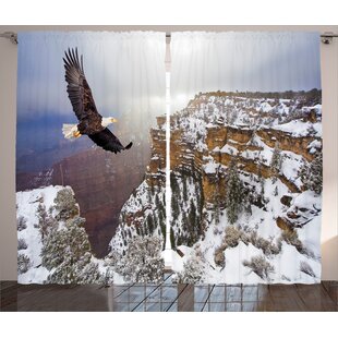 Bald Eagle Wildlife Decor Room Darkening Rod Pocket Curtain Panels Set Of 2