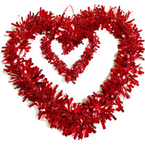 Foil Tinsel 15 inch  Red & Pink Valentine Heart Wreath 