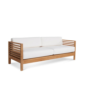 Rosecliff Heights Crider Teak Patio Sofa With Cushions Rosecliff Heights Crider Teak Patio Sofa With Cushions