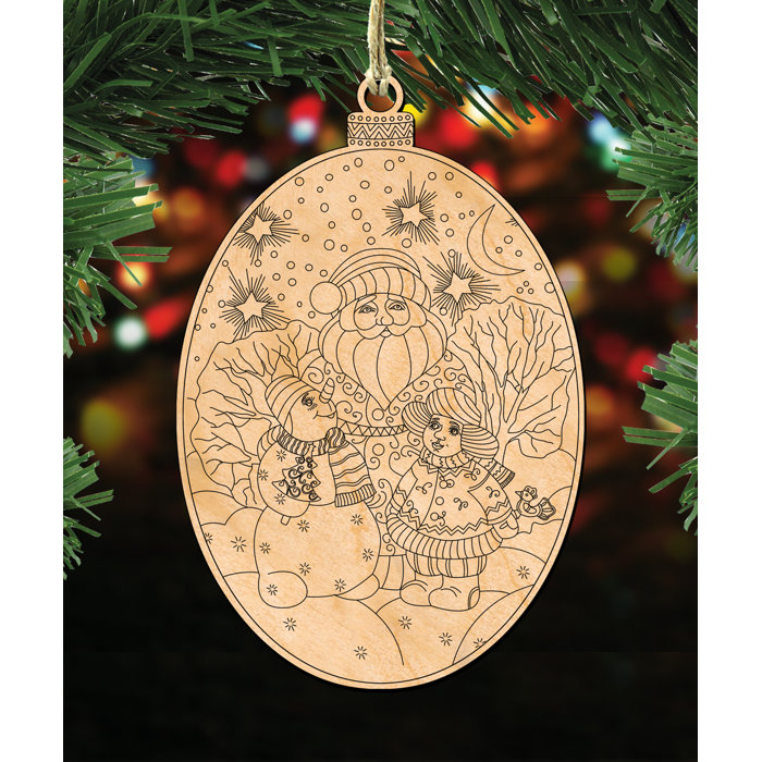 The Holiday Aisle Santa Coloring Decor Diy Artsy Birch Oval Wooden