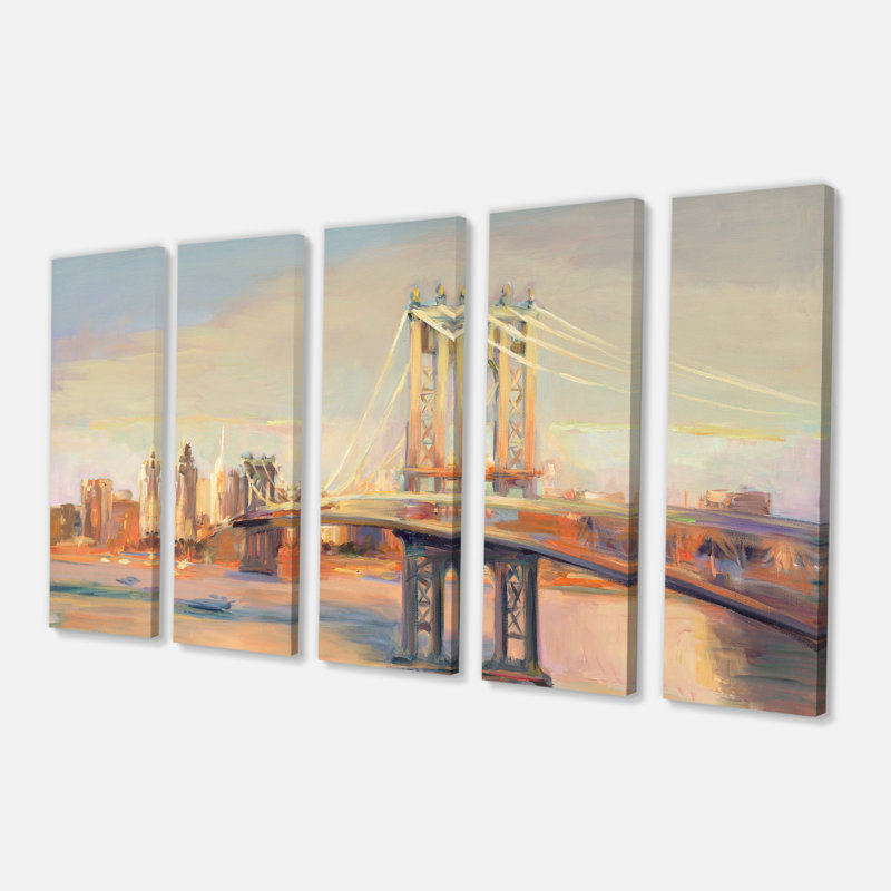 East Urban Home Manhattan Brooklyn Bridge Painting Multi Piece