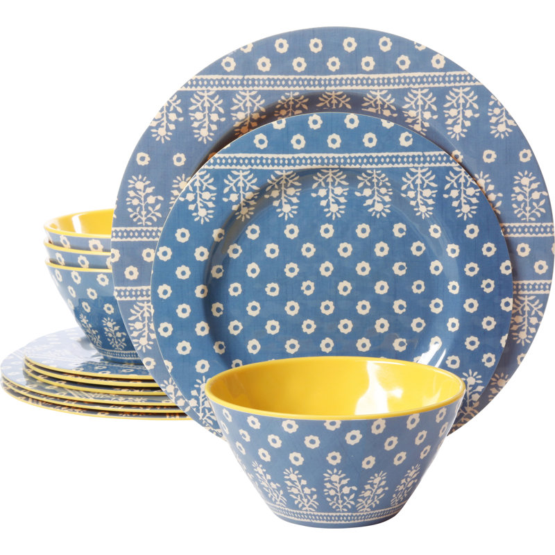 Alannah Melamine 12 Piece Dinnerware Set, Service for 4