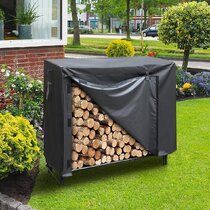 48"L x 24"W x 42" H Premium 4ft Patio Firewood Log Rack Cover Black 