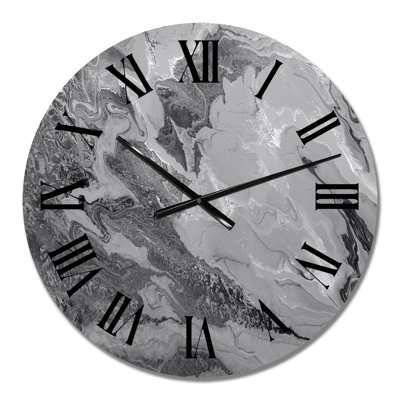 Gray Wavy Liquid Art - Modern Wall Clock
