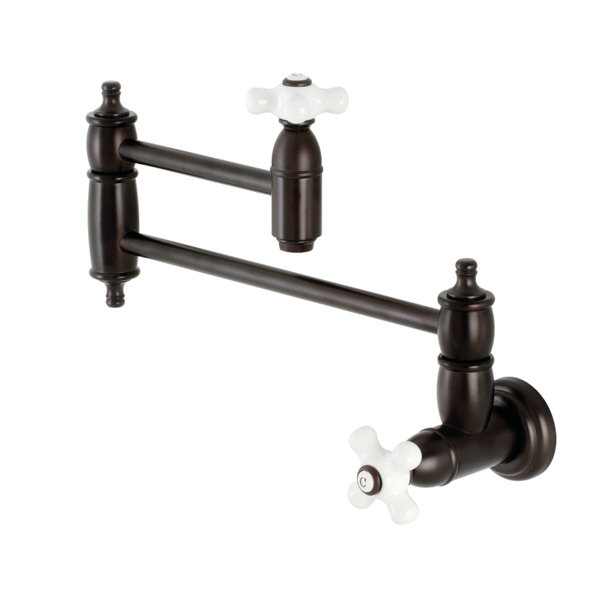 Polished Chrome Kingston Brass KS3101PX Restoration Two-Handle Wall Mount Pot Filler