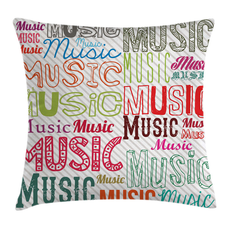Ambesonne Music Typography Rhythm Funky Pillow Cover Wayfair
