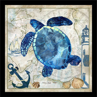 Sea Turtle Dictionary Art Print Fishing Sea life Vintage Nautical
