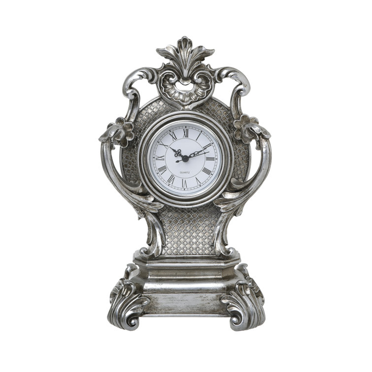 Astoria Grand Analog Metal Quartz Tabletop Clock in Silver Wayfair.co.uk