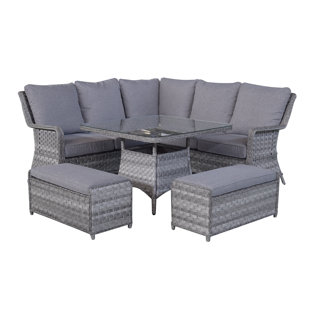6 Seater Rattan Dining Set Wayfair Co Uk Mary 6 Seater Dining Set With Cushions