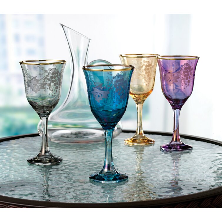 Grape Design Clear Wine Glasses Set of 6
