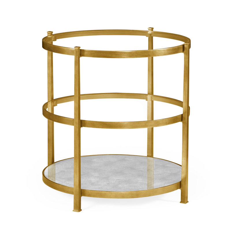 Weathered Grey 3-Tier Corner Side End Table with Open Storage Shelves