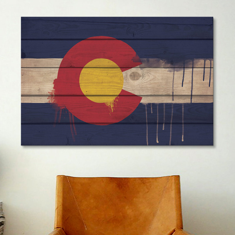 Winston Porter Colorado Flag Wood Planks With Paint Drips Graphic Art On Canvas Wayfair