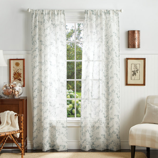 Martha Stewart Eucalyptus Floral Semi Sheer Rod Pocket