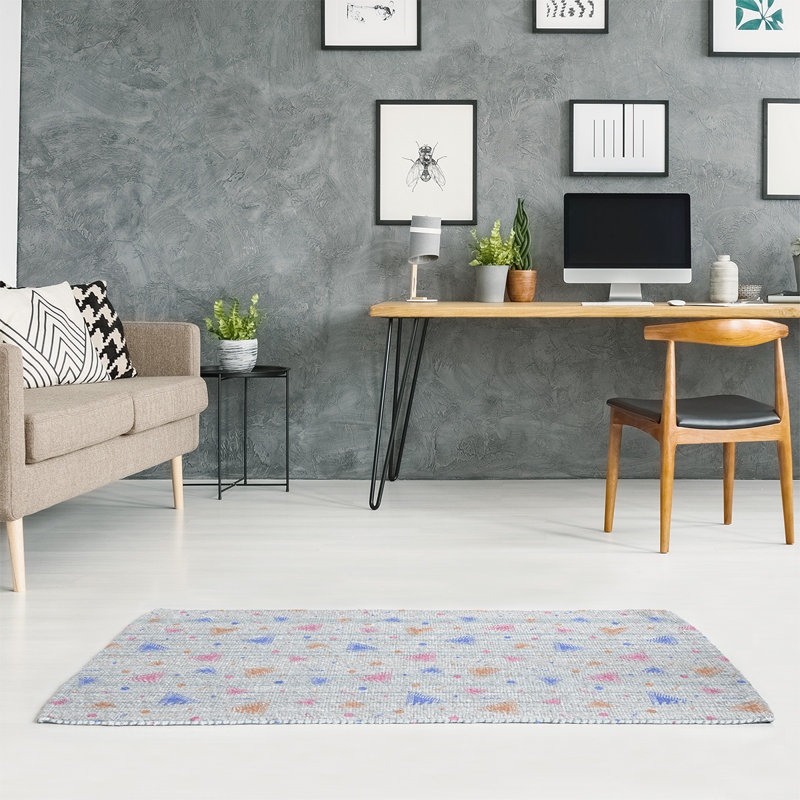 East Urban Home Reg Patterns 90 S Retro White Blue Area Rug Wayfair