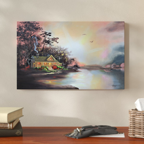 Millwood Pines Cabin In Color Acrylic Painting Print On Wrapped
