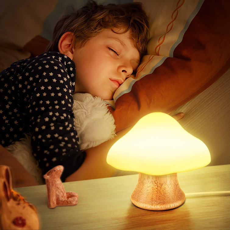 Immortal Goods Veilleuse Pour Enfants Lampe De Champignon En Bois En Silicone Del Lampe De Chevet Pour Bebe Allaitement Chambre D Enfants 16 Couleurs Changeantes 4 Luminosite 4 Modes De