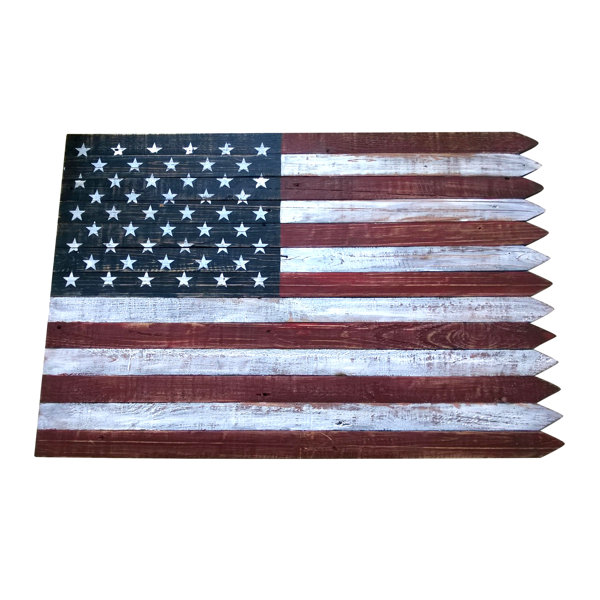 August Grove Armina Outdoor Wooden American Flag Wall Decor Reviews