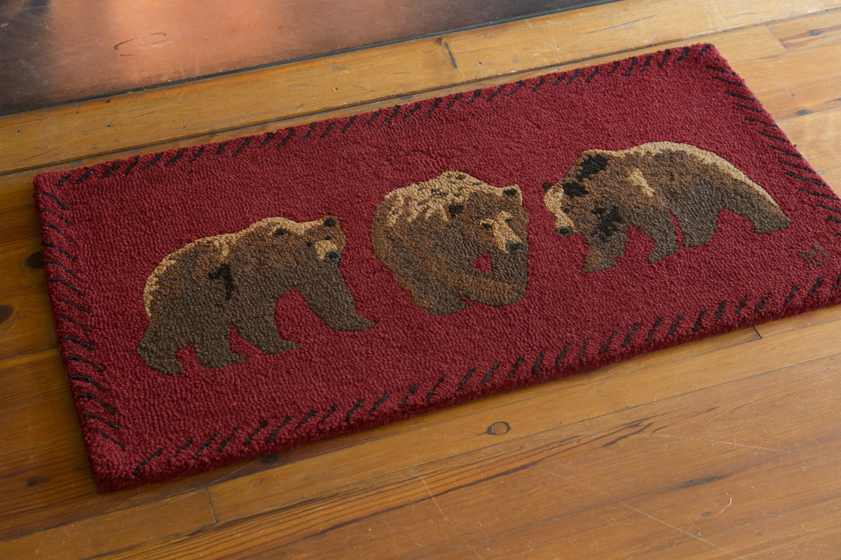 Plow Hearth Bear Hand Hooked Wool Area Rug Reviews Wayfair Bear Hand Hooked Wool Area Rug