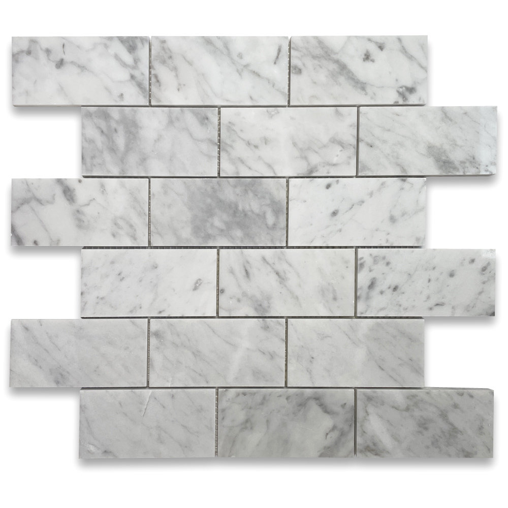 Marble Online 12" x 12" Marble Brick Joint Mosaic Wall & Floor Tile