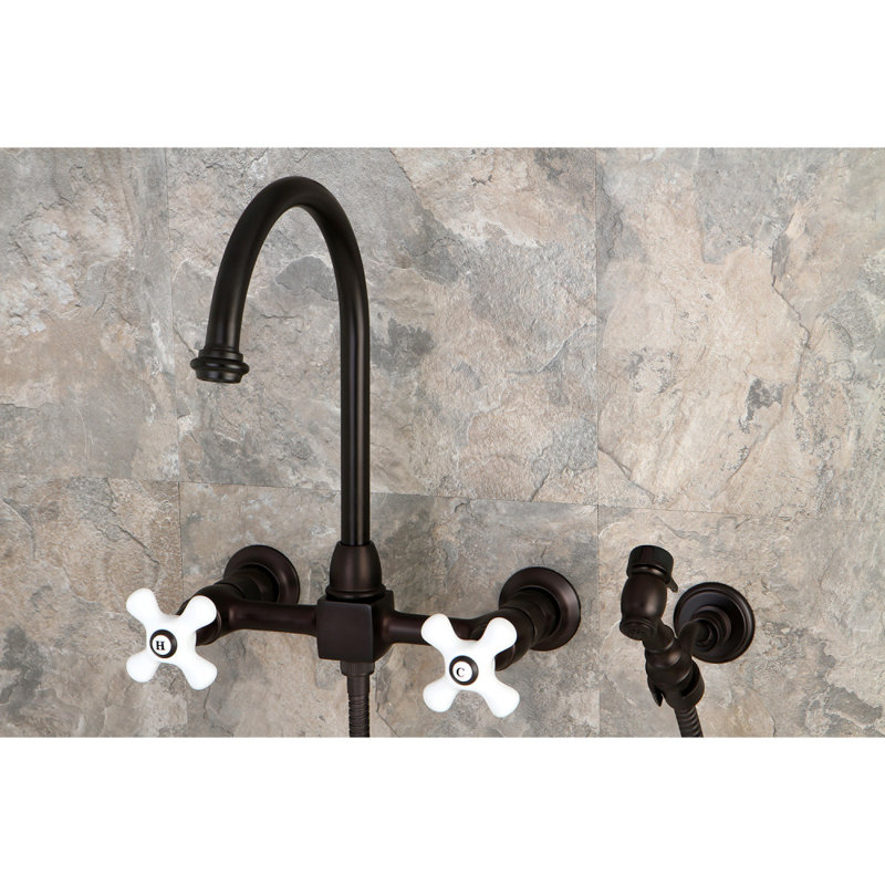 Home Faucets Oil Rubbed Bronze 8 Centerset Kitchen Faucet With Brass Sprayer Everything Do Home Garden