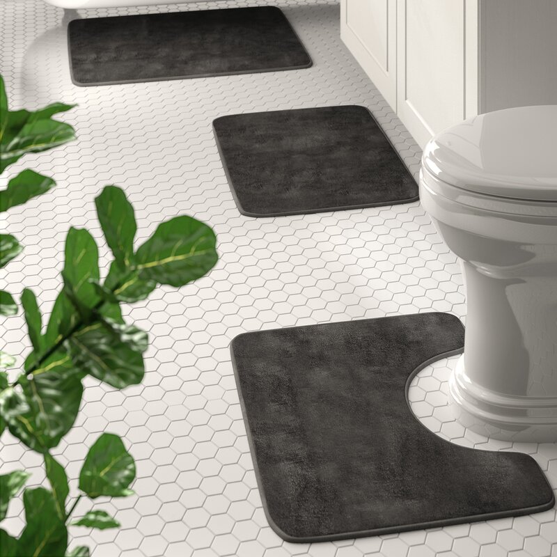 3 piece bathroom rug set gray