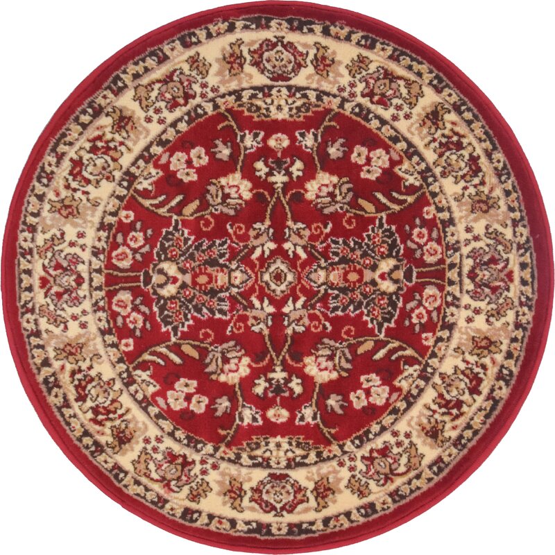 Charlton Home® Round Forseti Oriental Burgundy Area Rug