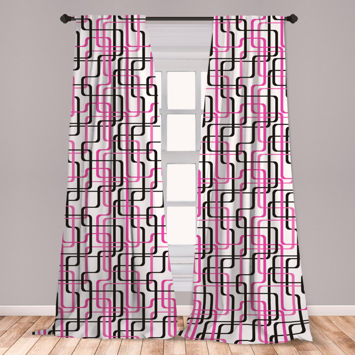Ambesonne Geometric Curtains Sixties Inspired Wavy Lines Vibrant Image Curved Stripes Funky Pattern Window Treatments 2 Panel Set For Living Room