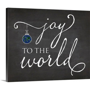 Christmas Art 'Joy to the World Chalkboard' by Amy Cummings Textual Art on Wrapped Canvas