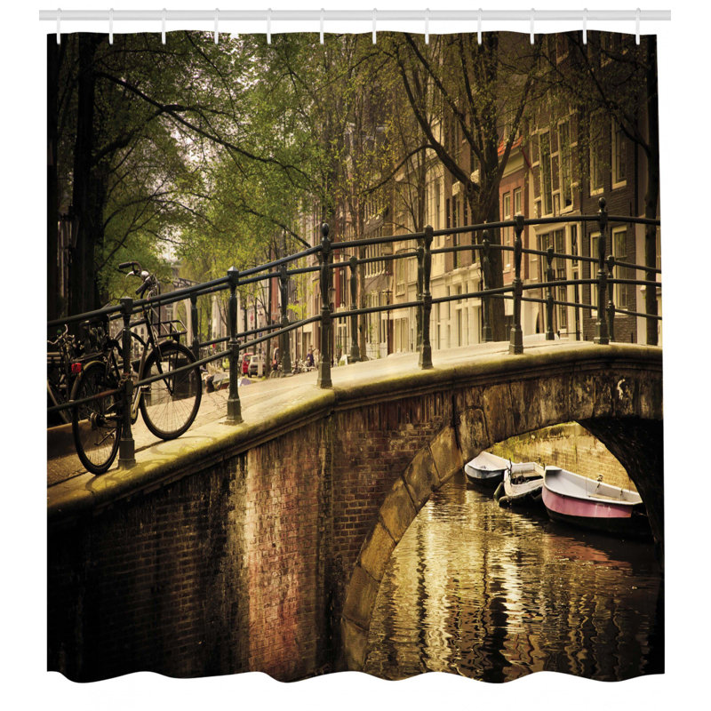 Latitude Run Roloff Romance Bridge Canal Shower Curtain Set
