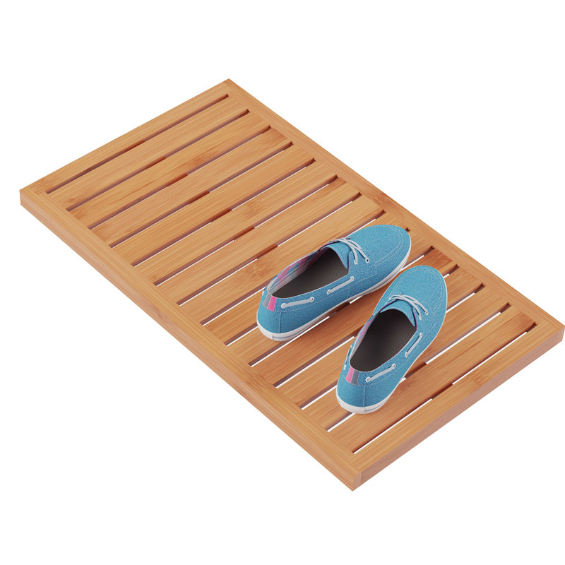 Zaina Slatted Rectangle Bamboo Non Slip Striped Bath Rug Reviews Allmodern