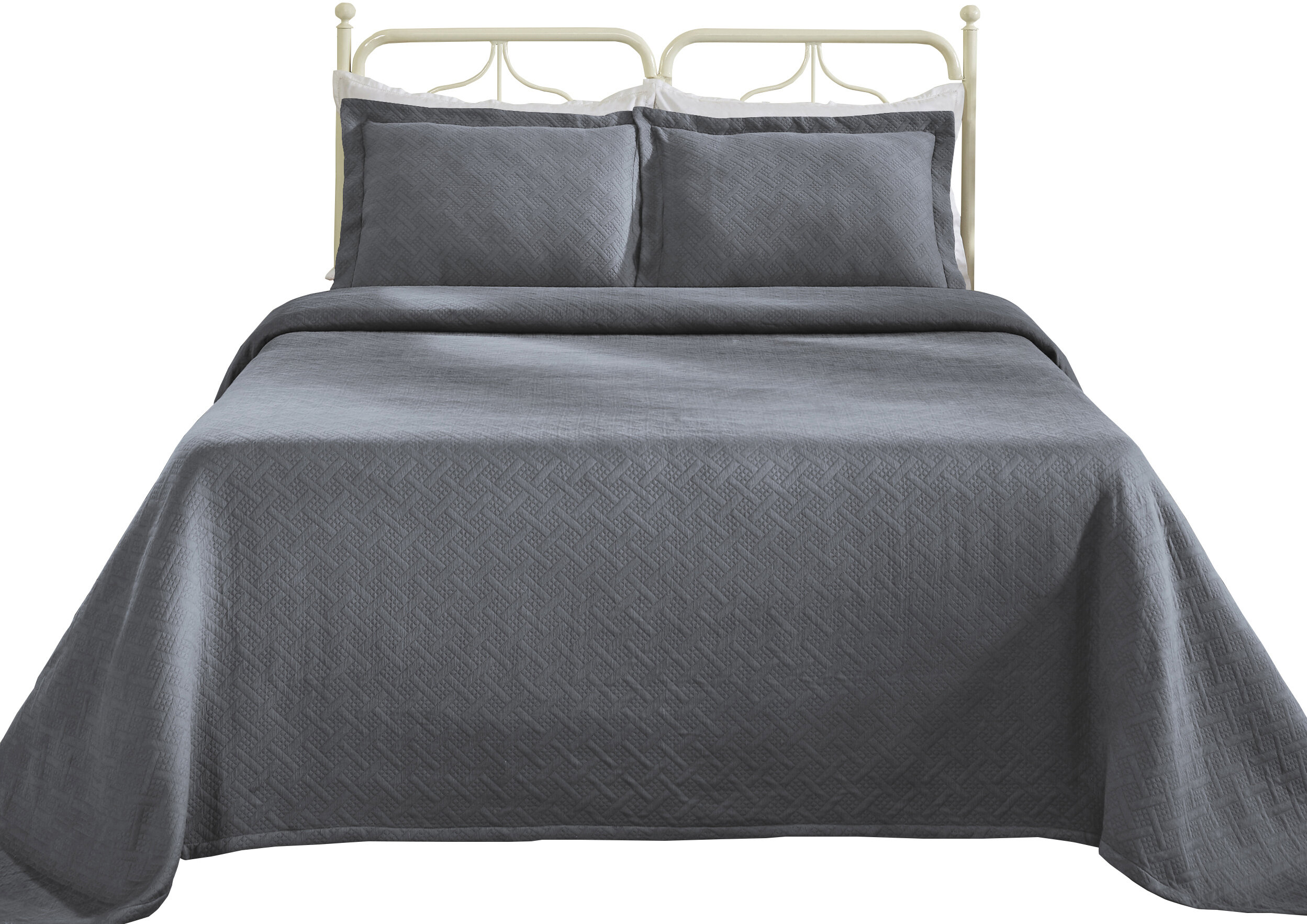 Greyleigh Haddam Basket Weave 3 Piece Matelasse Coverlet Set