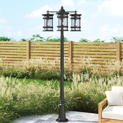 BLACK POST LIGHT Outdoor Lighting Fixture Lantern Fits 3” Pole Top 18”x 13” New 