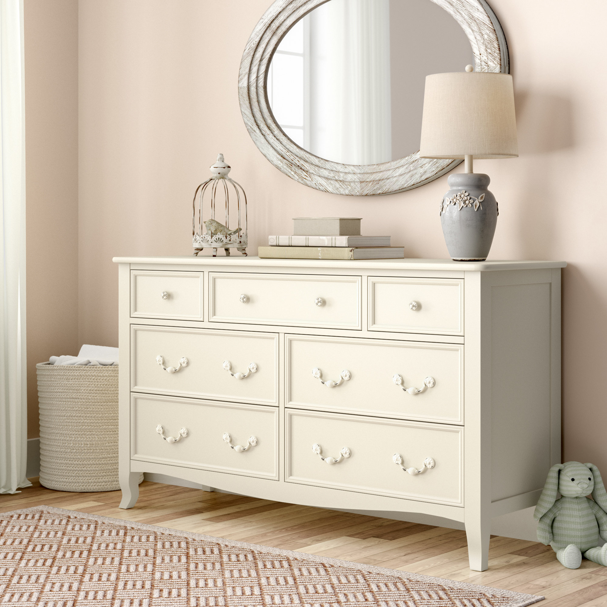 Viv Rae Lilia French Inspired 7 Drawer White Wood Double