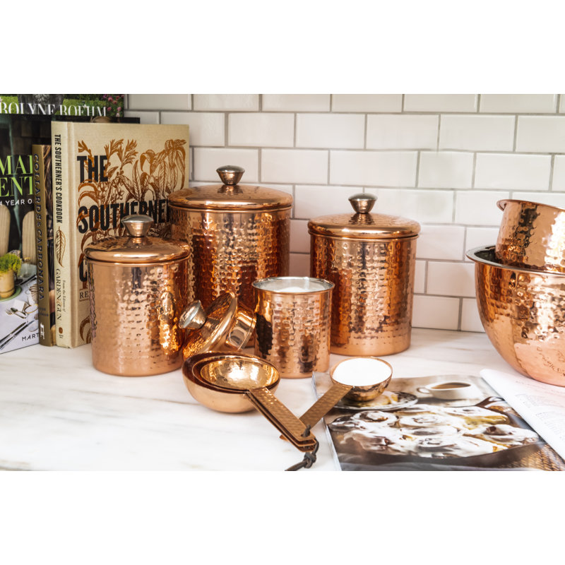 Hammered Stainless Steel 4 Piece Kitchen Canister Set ...