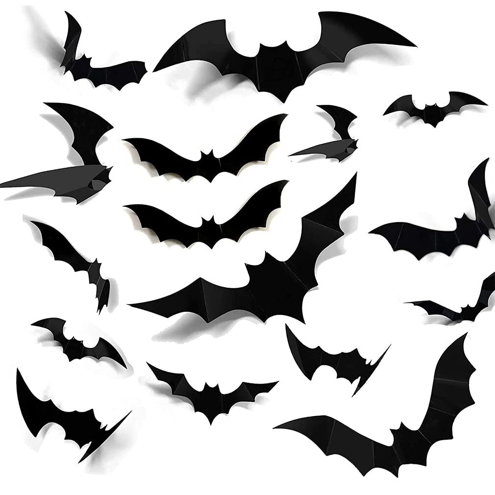 Black Bat YMidea 36pcs 3D Bats Stickers Halloween Decoration DIY Realistic Halloween Party Scary Removable Window Door Wall Decals for Festival Party Must-Have