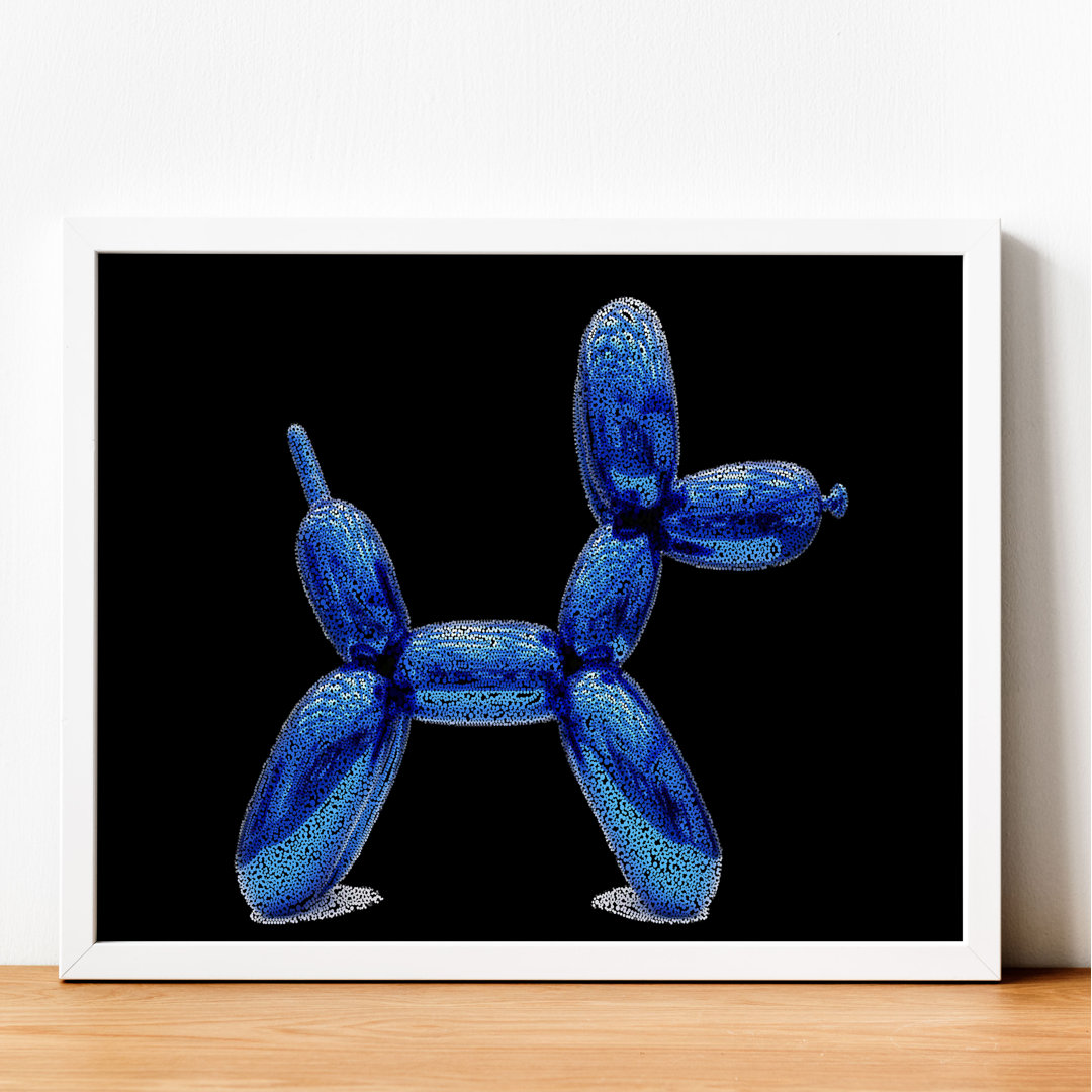 East Urban Home Gerahmtes Poster Confetti Balloon Dog in Blue