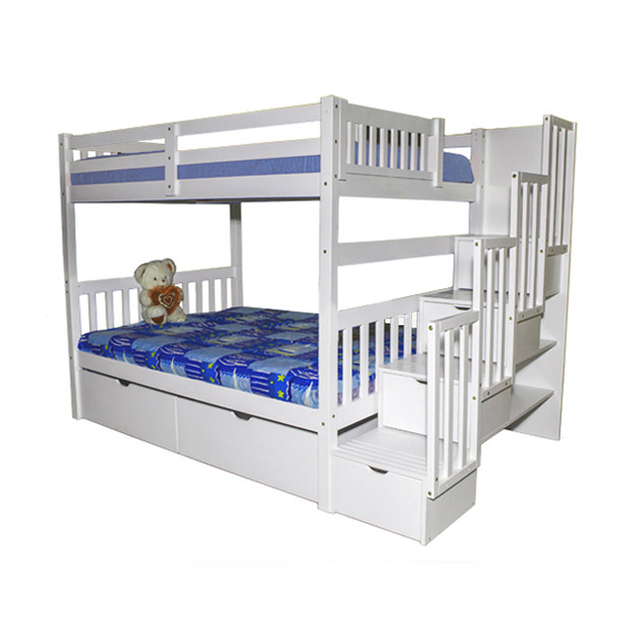 Harriet Bee Woodson Staircase Full Over Full Bunk Bed With Drawers