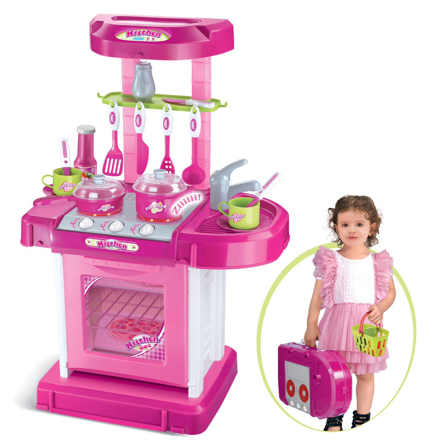 pink play kitchen plastic