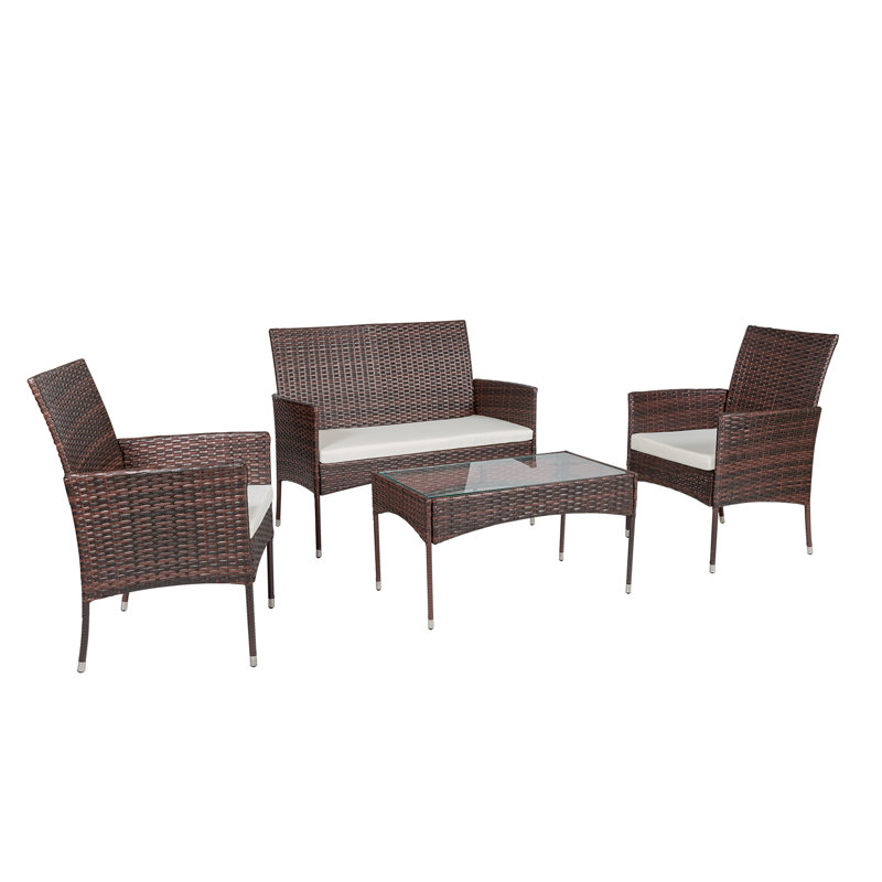 Latitude Run 4 Piece Outdoor Bistro Sets Patio Furniture Sets Backyard Bar Sets Outdoor Rattan Patio Furniture Wicker Patio Furniture Conversation Set For Lawn Garden Pool Courtyard Patio Conversation Sets With Coffee Table And Outdoor Patio Chair
