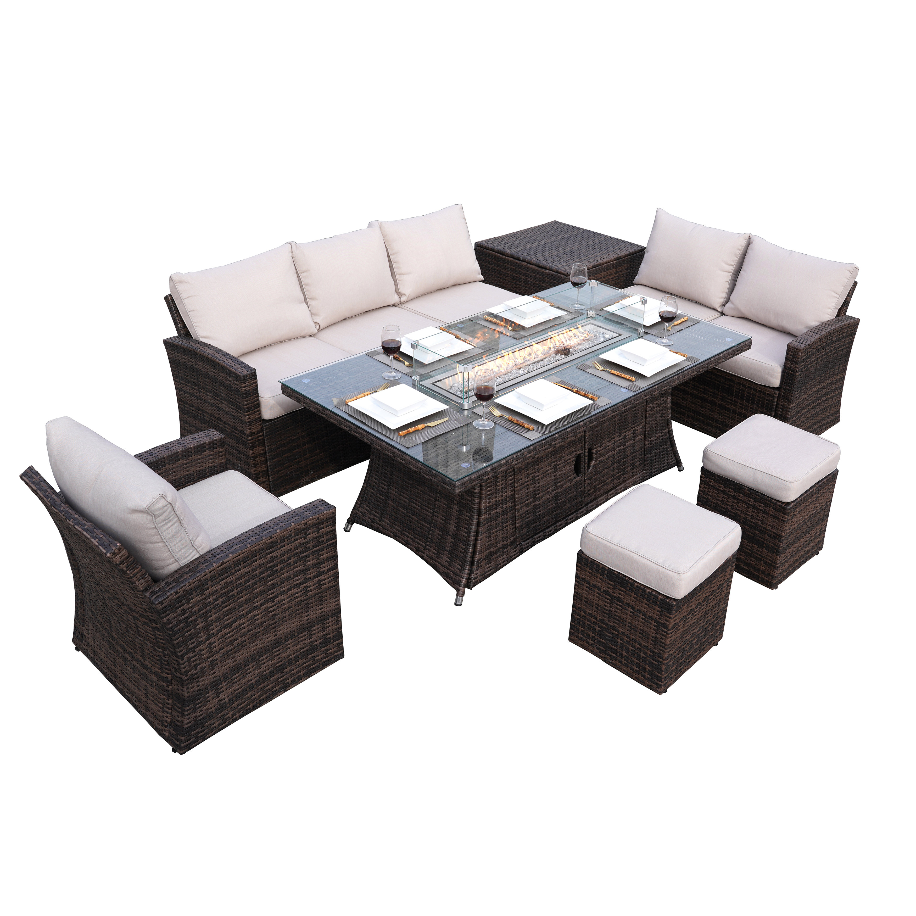 Winston Porter Ikisha Rectangular 8 - Person 71'' Long Fire Pit Table ...