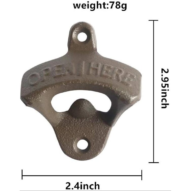 Details about   Basic 3" Mounting Cast Iron Bottle Opener New 